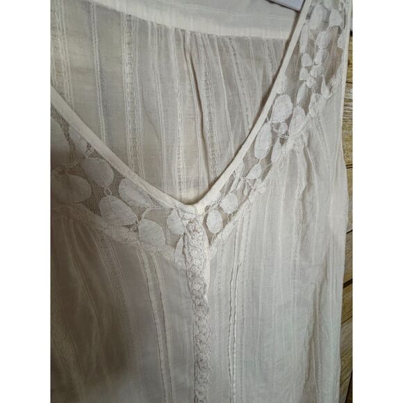 EDDIE BAUER CASUAL CLASSIC LACE TRIM SHEER BUTTON FRONT SLEEVELESS TANK SZ. XL - Picture 3 of 3